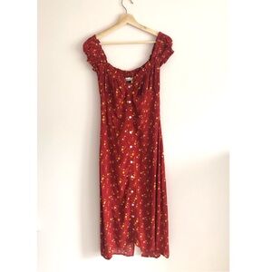 With Jean Isabelle Dress, Archived Style, Red Floral Dress, M